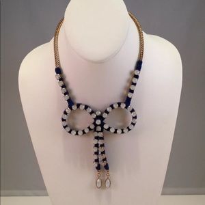 Betsey Johnson Ship Shape Blue/White Bow Necklace